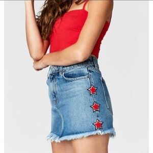 LF Carmar Denim Colin Denim Skirt with Red Stars